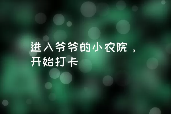 进入爷爷的小农院，开始打卡