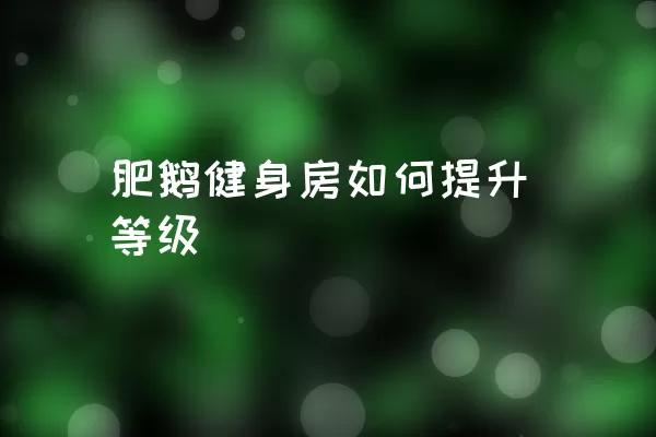 肥鹅健身房如何提升等级