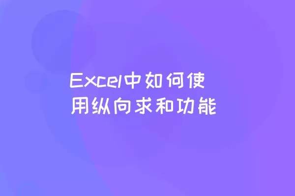 Excel中如何使用纵向求和功能